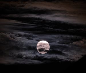 Preview wallpaper moon, full moon, clouds, night, dark
