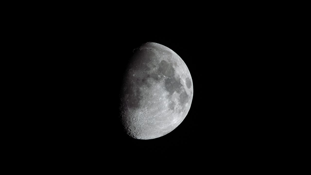 Wallpaper moon, full moon, craters, shadow, black