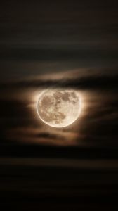 Preview wallpaper moon, full moon, eclipse, night, sky, clouds, dark