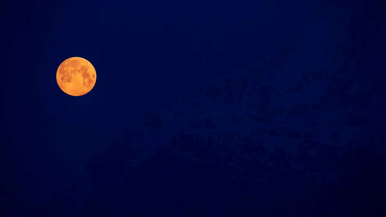 Wallpaper moon, full moon, night, mountains, darkness