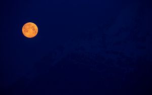 Preview wallpaper moon, full moon, night, mountains, darkness
