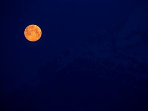 Preview wallpaper moon, full moon, night, mountains, darkness