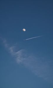Preview wallpaper moon, full moon, plane, sky, clouds