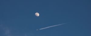 Preview wallpaper moon, full moon, plane, sky, clouds