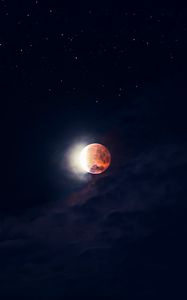 Preview wallpaper moon, full moon, red moon, sky, night, stars, dark