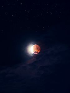 Preview wallpaper moon, full moon, red moon, sky, night, stars, dark