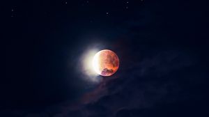 Preview wallpaper moon, full moon, red moon, sky, night, stars, dark