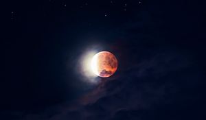 Preview wallpaper moon, full moon, red moon, sky, night, stars, dark