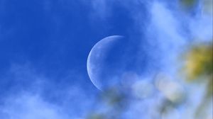 Preview wallpaper moon, full moon, sky, lens flare, blur