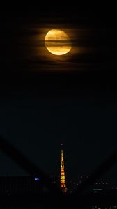 Preview wallpaper moon, full moon, sky, city, night, dark