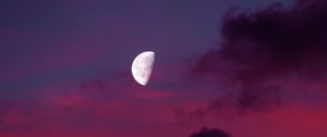Preview wallpaper moon, full moon, sunset, sky, clouds