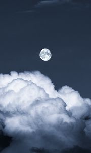 Preview wallpaper moon, fullmoon, clouds, night