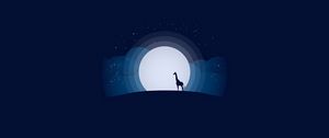 Preview wallpaper moon, giraffe, hill, clouds, shine, vector