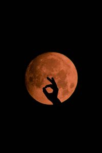 Preview wallpaper moon, hand, gesture, dark, night