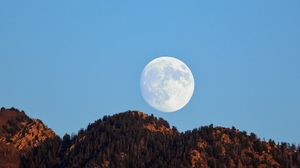 Preview wallpaper moon, hills, evening, landscape, nature