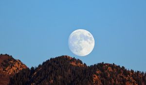 Preview wallpaper moon, hills, evening, landscape, nature