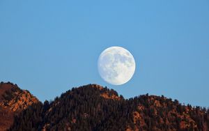 Preview wallpaper moon, hills, evening, landscape, nature