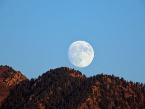 Preview wallpaper moon, hills, evening, landscape, nature