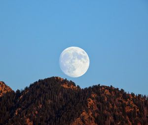 Preview wallpaper moon, hills, evening, landscape, nature