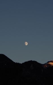 Preview wallpaper moon, hills, evening, sky
