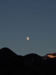 Preview wallpaper moon, hills, evening, sky