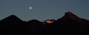 Preview wallpaper moon, hills, evening, sky