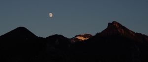 Preview wallpaper moon, hills, evening, sky