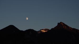 Preview wallpaper moon, hills, evening, sky