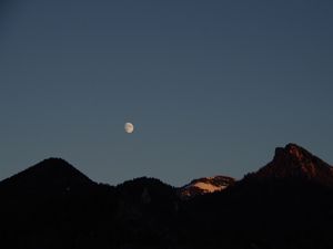 Preview wallpaper moon, hills, evening, sky