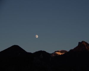 Preview wallpaper moon, hills, evening, sky