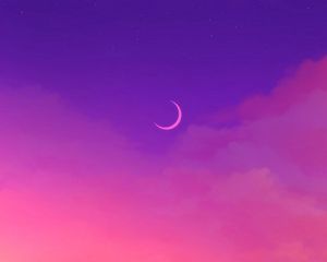 Preview wallpaper moon, hills, purple, art