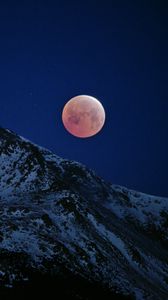 Preview wallpaper moon, mountain, snow, slope, night, dark