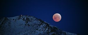 Preview wallpaper moon, mountain, snow, slope, night, dark