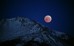 Preview wallpaper moon, mountain, snow, slope, night, dark