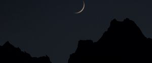 Preview wallpaper moon, mountains, night, sky, full moon, crescent