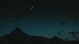 Preview wallpaper moon, mountains, night, sky