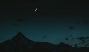 Preview wallpaper moon, mountains, night, sky