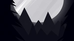 Preview wallpaper moon, mountains, path, trees, night, art