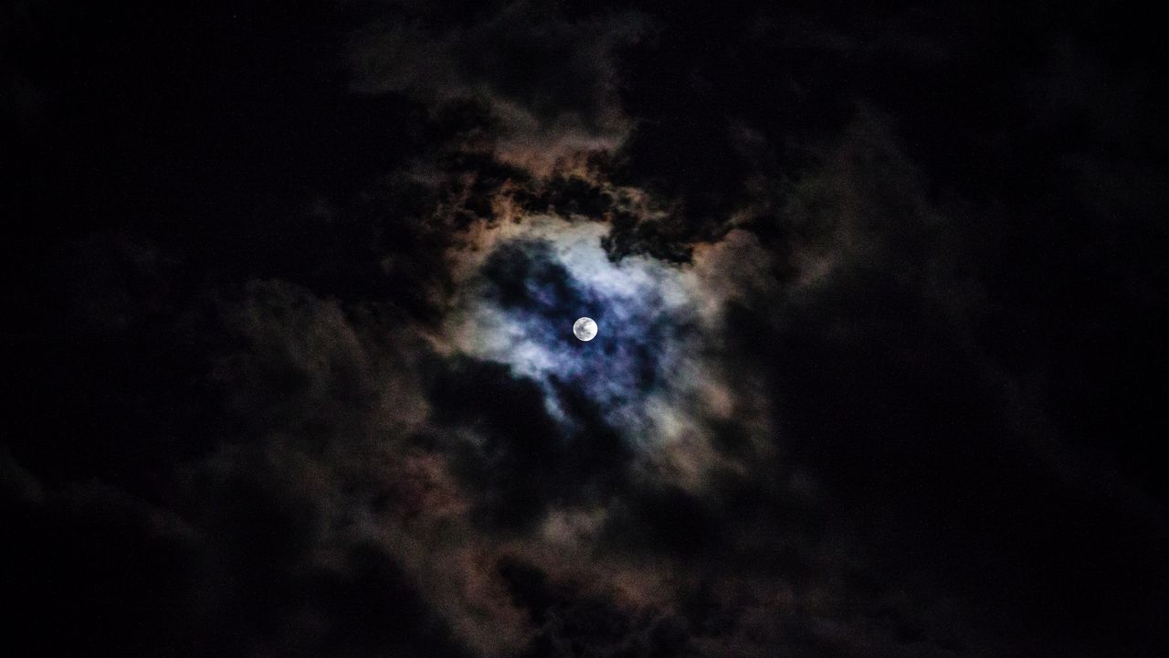 Wallpaper moon, night, clouds