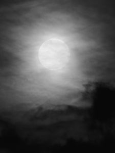 Preview wallpaper moon, night, clouds, sky, bw