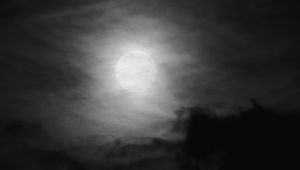 Preview wallpaper moon, night, clouds, sky, bw