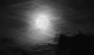 Preview wallpaper moon, night, clouds, sky, bw