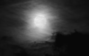 Preview wallpaper moon, night, clouds, sky, bw
