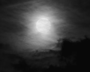 Preview wallpaper moon, night, clouds, sky, bw
