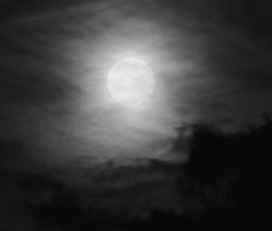 Preview wallpaper moon, night, clouds, sky, bw