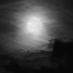 Preview wallpaper moon, night, clouds, sky, bw