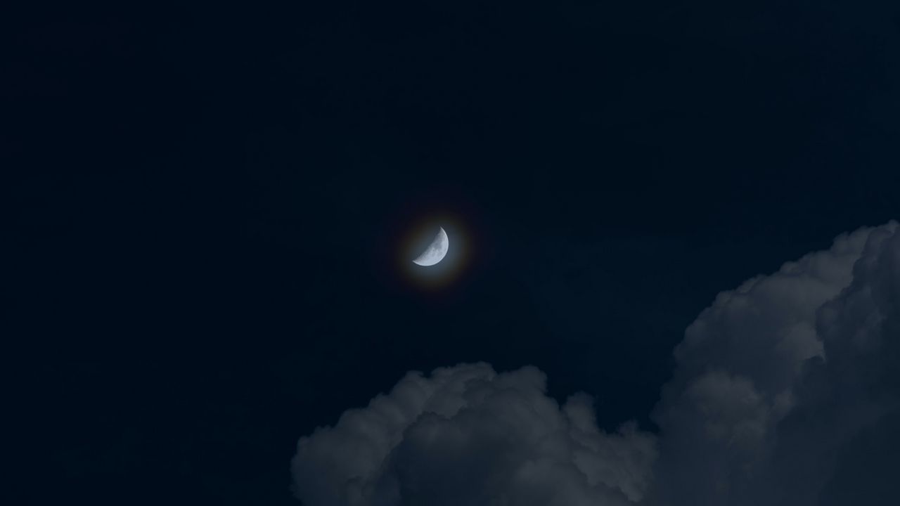 Wallpaper moon, night, clouds, sky