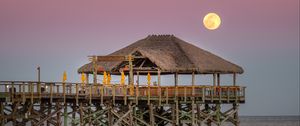 Preview wallpaper moon, night, pier, cocoa beach, florida, usa