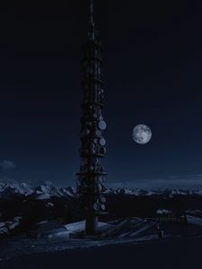 Preview wallpaper moon, night, space, station, satellites, tower