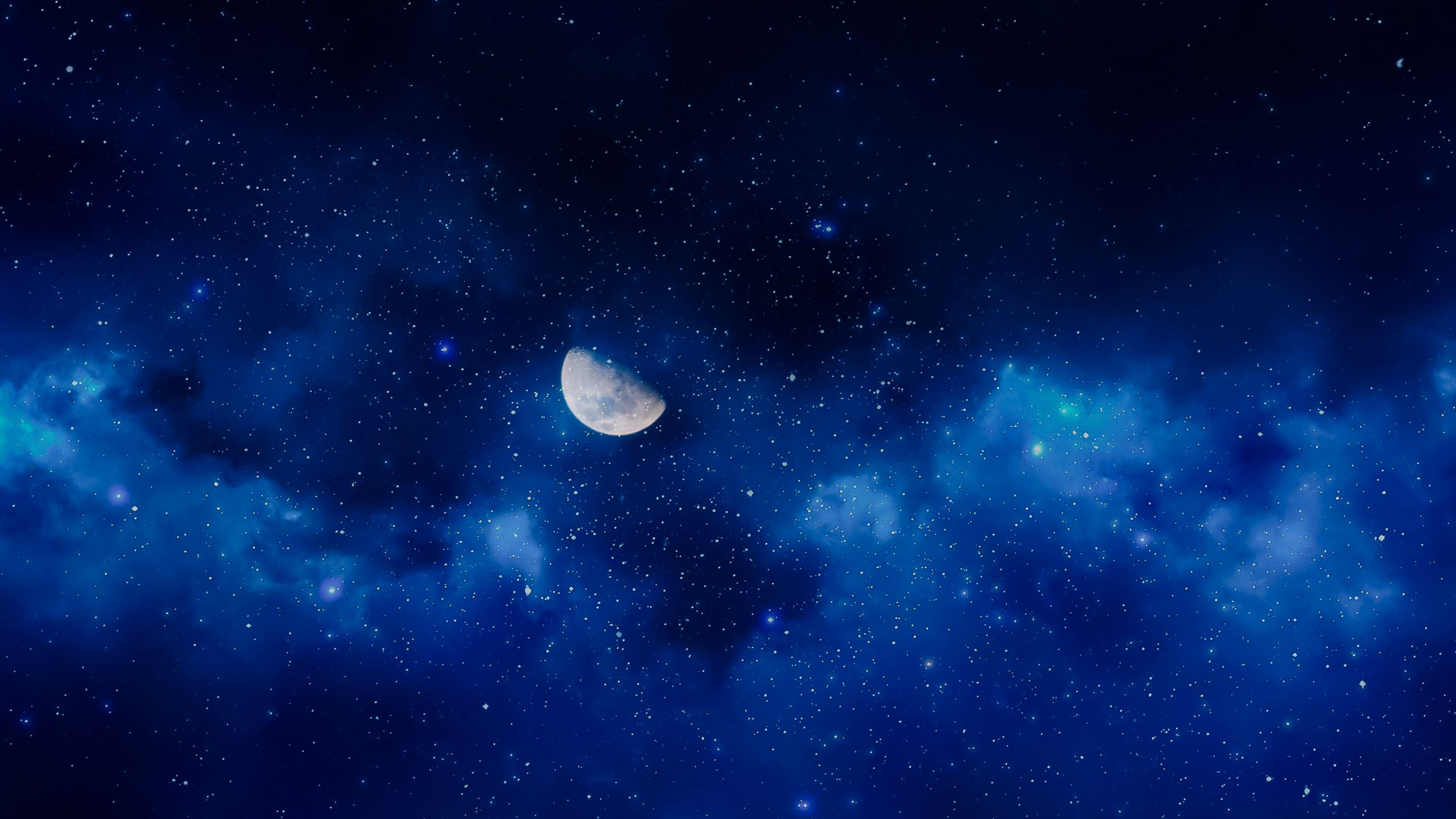 Download Wallpaper 2560x1440 Moon, Night, Stars, Sky, Full Moon